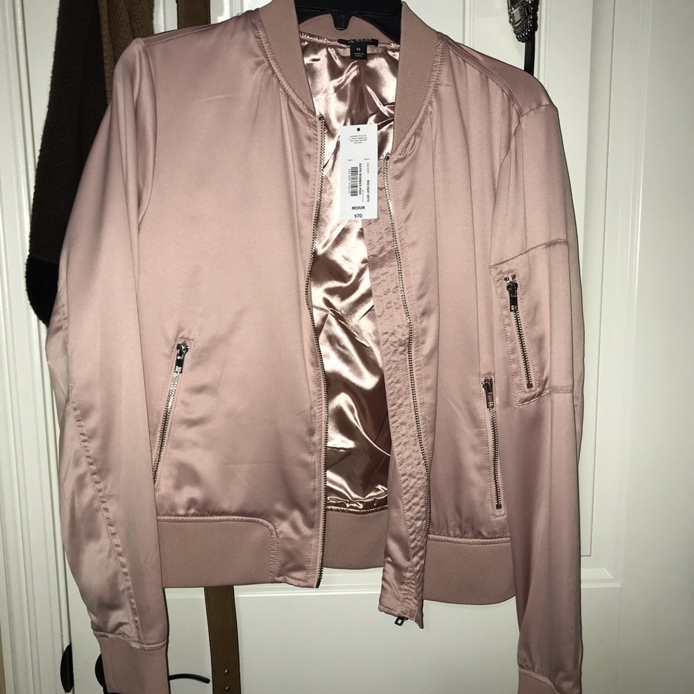 a.n.a. Satin pink bomber jacket